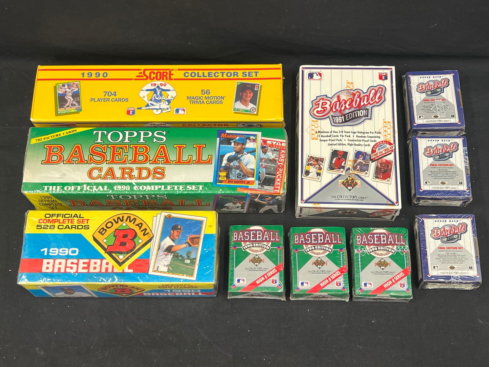 Lot Factory Sealed Baseball Trading Cards 1990-91 - UpperDeck Collectors Choice 1991, Topps Complete (1 of 7)