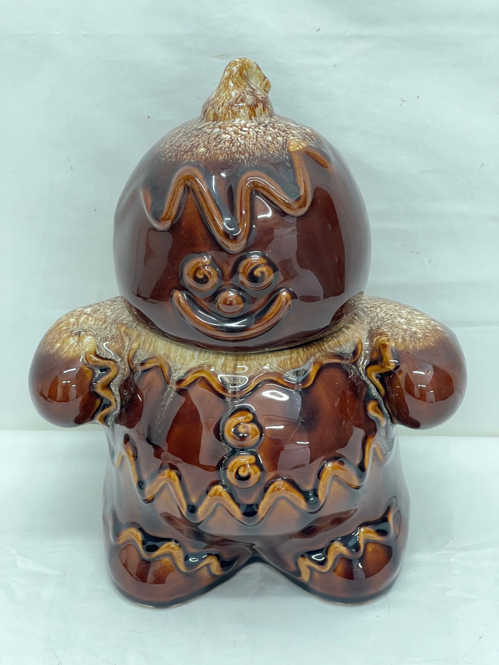 1950s Hall Brown Drip Gingerbread Man Cookie Jar - Vintage Cookie Jar 9'' x 12'' (1 of 5)