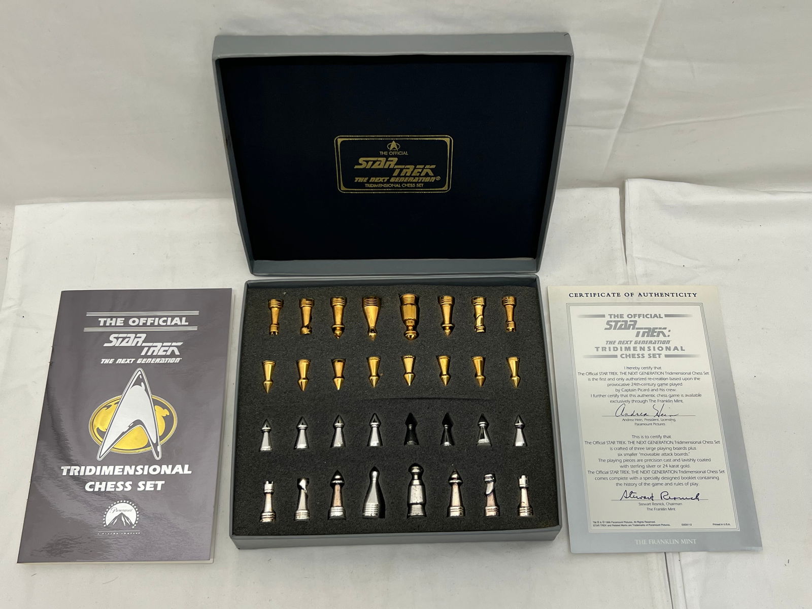 Certified Star Trek Tridemensional Chess Pieces - This is for Sterling & 24K Gold Plated Chess: Certified Star Trek Tridemensional Chess Pieces - This is for Sterling & 24K Gold Plated Chess Playing Pieces - Comes w/ COA + Box NO BOARD -