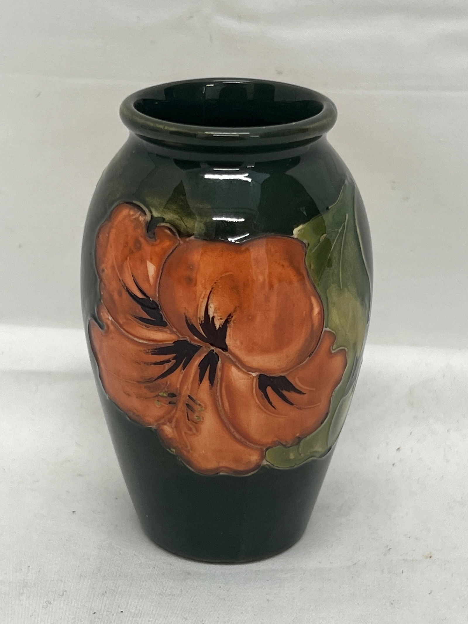 Moorcroft Pottery Bud Vase Hibiscus -  Vintage Moorcroft 4''T Bud Vase (1 of 4)