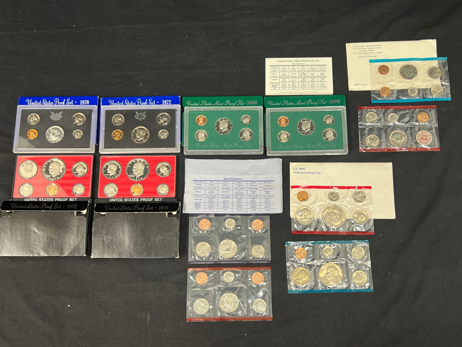 1971-98 US Mint Proof + Uncirculated Coin Sets - 1971 U.C. Treasury Dept 12pc Set, 1970, 1972, (1 of 13)