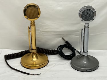 (2)Vtg Astatic Golden Eagle + D-104 Microphones - 1960s Astatic Corp. Model D-104 Lollipop