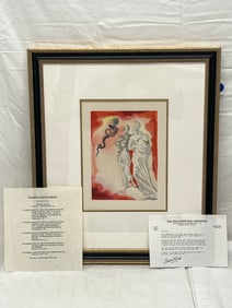 Salvador Dali Divine Comedy Wood Cut w/ Papers - From the Divine Comedy Series 'Inferno' Titled