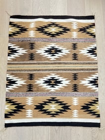 Vintage Navajo Rug w/ Side Cords + Tassels, 3' x 4' Overall