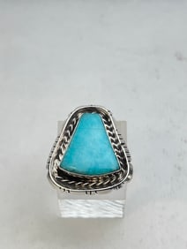 Navajo Sterling Signed Betta Lee Turquoise Ring - Signed B.Lee Sterling, Sz 7, Total Wgt 14.67g