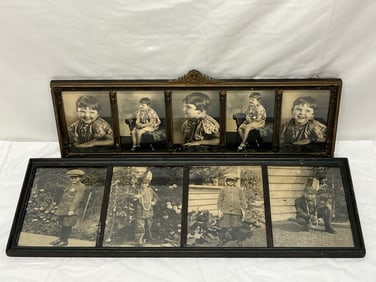 (2)Art Deco Framed Childrens Photos - (1)Framed 7'' x 22'' , (1)Framed 9'' x 25.5''