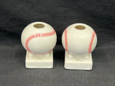 RARE Fiesta Ware HLCCA Baseball Bulb Candle Holders - HTF RARE Set 4''T