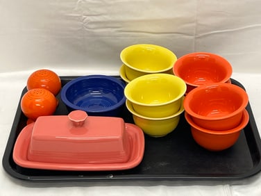 12pcs Fiesta Ware, Butter Dish, Bowls, S&P - Vintage Cobalt Blue 4.75'' x 1.5'' Bowl, Flamingo