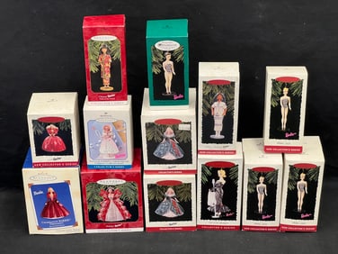 (15)Asst Barbie Hallmark Ornaments, Original Boxes