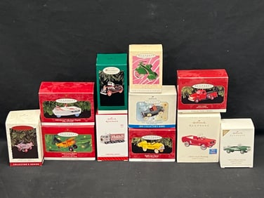 (11)Asst Hallmark Christmas Ornaments w/ Boxes - 1953 GMC Truck, Murray Dump Truck & More