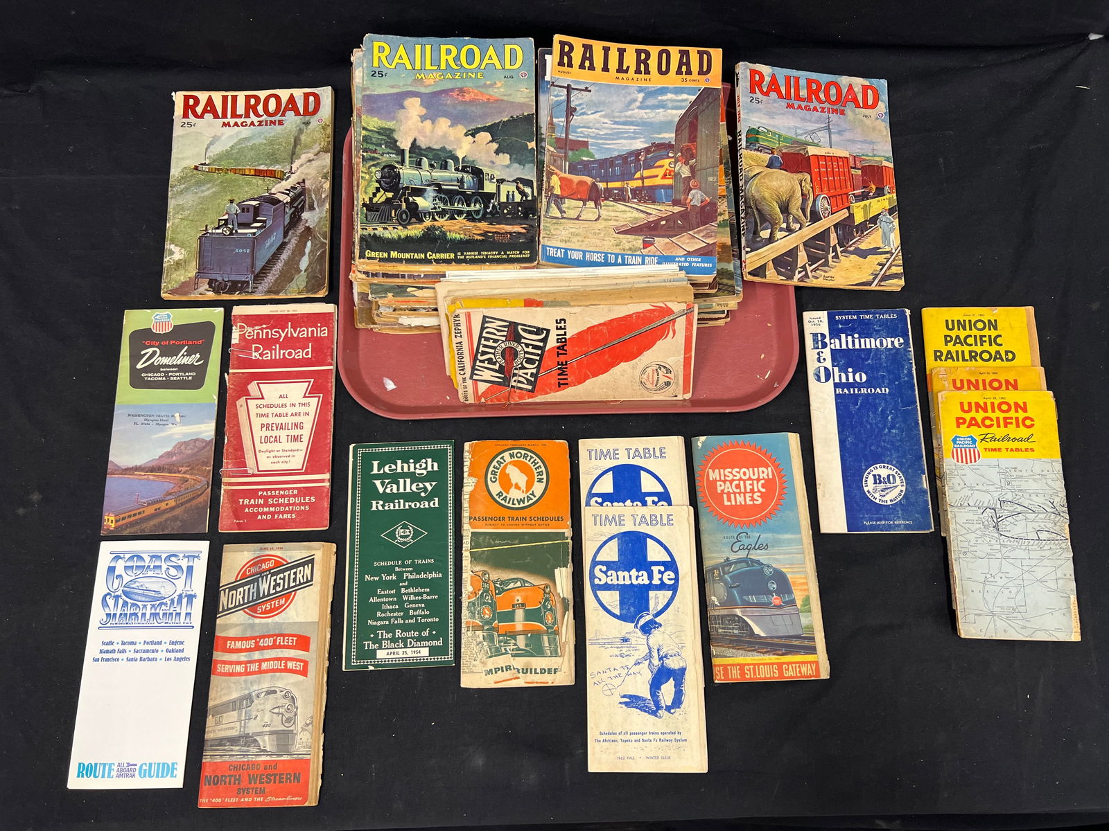 1940s-50s Railroad Magazines + Time Tables - (19)Asst Railroad Time Tables + (26)Railroad Magazines (1 of 8)