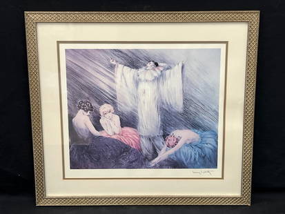 Certified Louis Icart Offset Lithograph ''Poem'' - Professionally Framed 22'' x 24.5'': Certified Louis Icart Offset Lithograph ''Poem'' - Professionally Framed 22'' x 24.5''