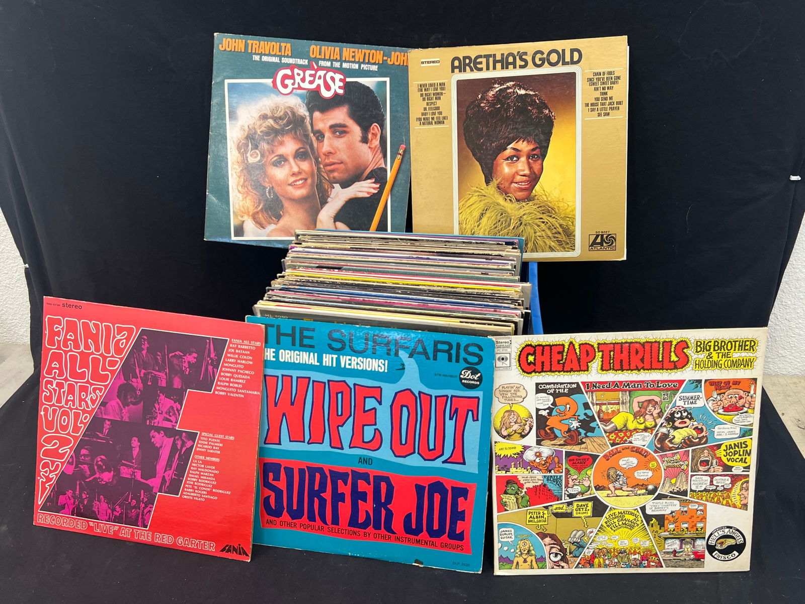 (67)Asst Vintage LP Vinyl Albums - Janis Joplin, Cheap Tricks, Aretha's Gold, Ednia AllStars, Wipe (1 of 8)