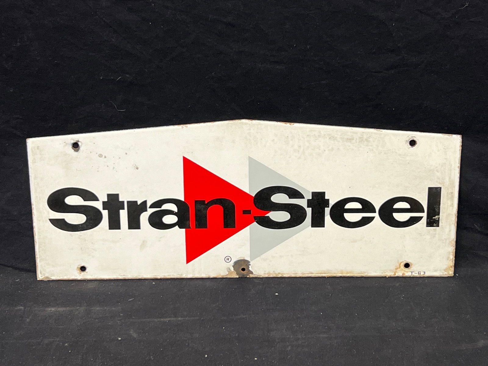 Vtg Porcelain Enamel Stran-Steel Sign 18'' x 7'': Vtg Porcelain Enamel Stran-Steel Sign 18'' x 7''
