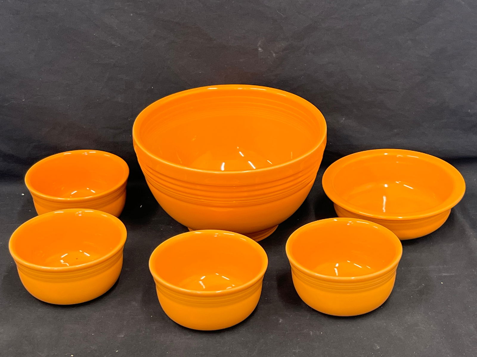 Fiesta Ware Tangerine Mixing Bowl, Bowls, Serving - Large Mixing Bowl 11'' x 6.75'', (4)Bowls 6'' x (1 of 4)