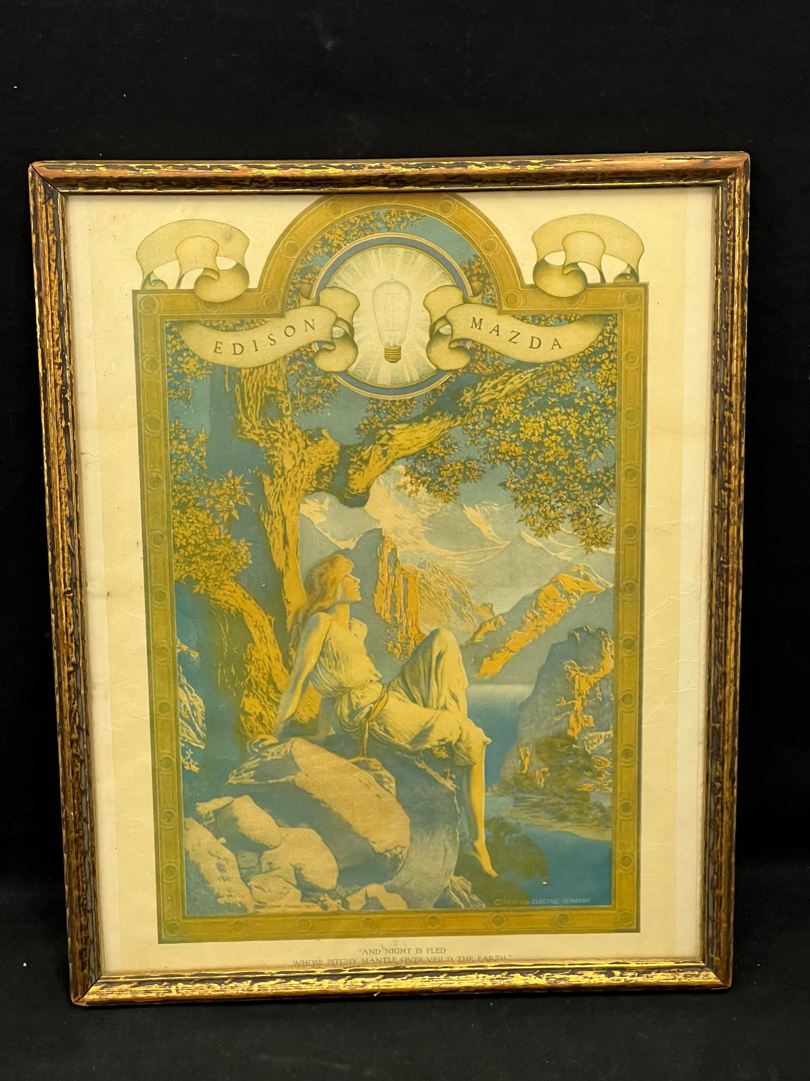 Maxfield Parrish ''Dawn'' Print General Electric - Edison Mazda - Framed 11.25'' x 14.25'': Maxfield Parrish ''Dawn'' Print General Electric - Edison Mazda - Framed 11.25'' x 14.25''