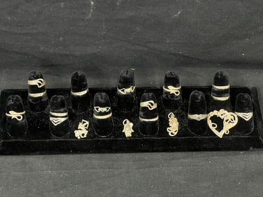 20pcs Vintage Sterling Silver Jewelry Rings + Pendants - Various Styles / Sizes