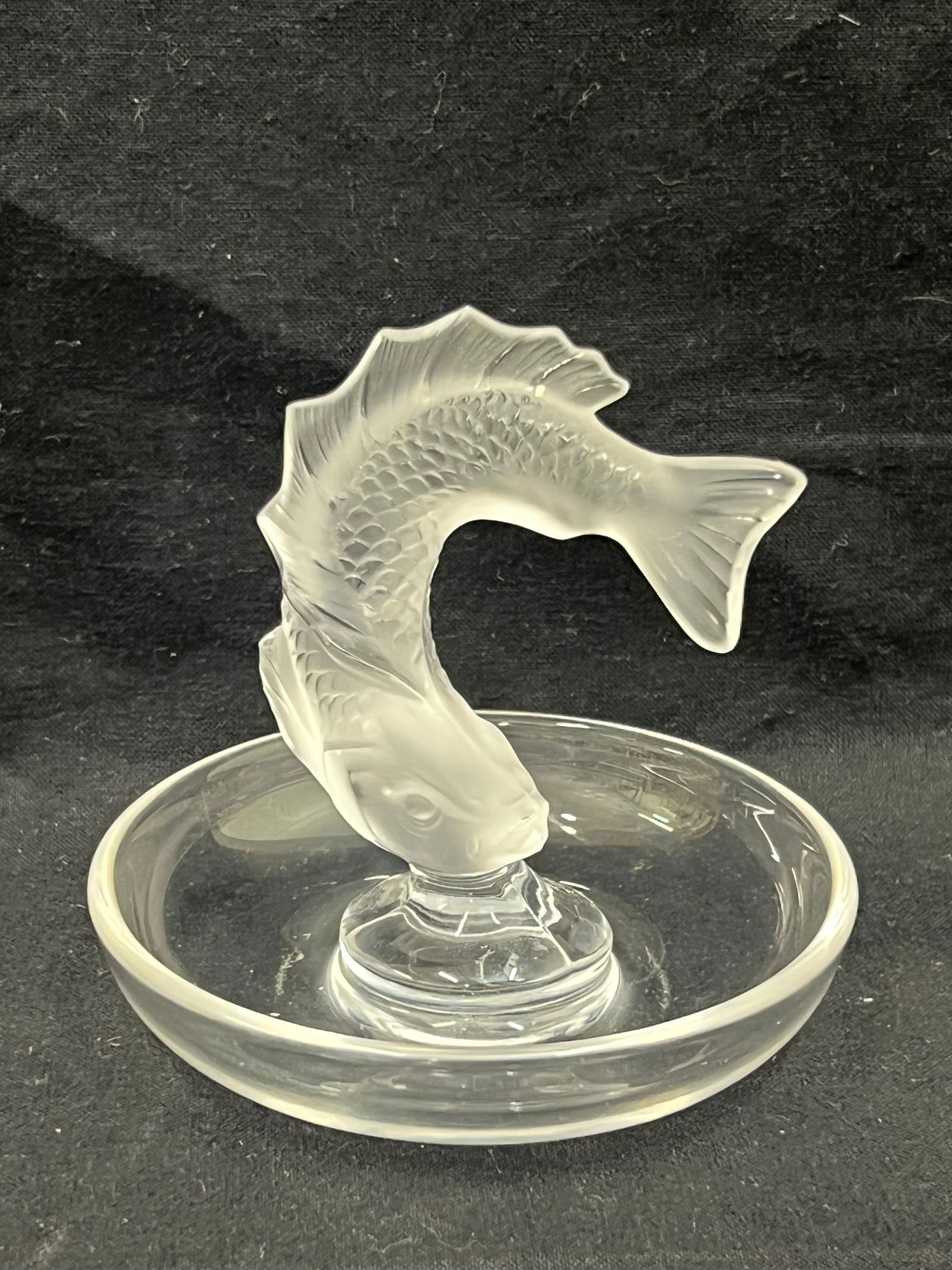 Lalique France Crystal Koi Fish Ring Holder 4'' x 4'' - Ring / Trinket Holder (1 of 3)