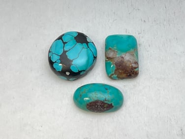 3pcs New Mexico Natural Turquoise 18.29g TW  - (1)is Spider Turquoise