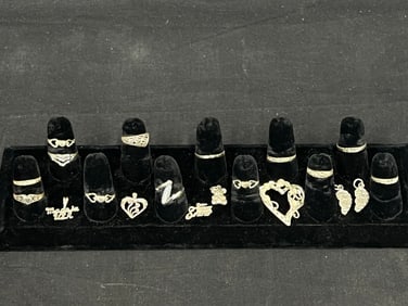 20pcs Sterling Silver Jewelry Rings, Pendants - Asst Style / Sizes - TW 31.25g - From Bay Area