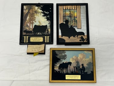 (3)1930s San Luis Obispo Advertising ''White House'' Silohouettes - (1)has 1938 Calendar Book from