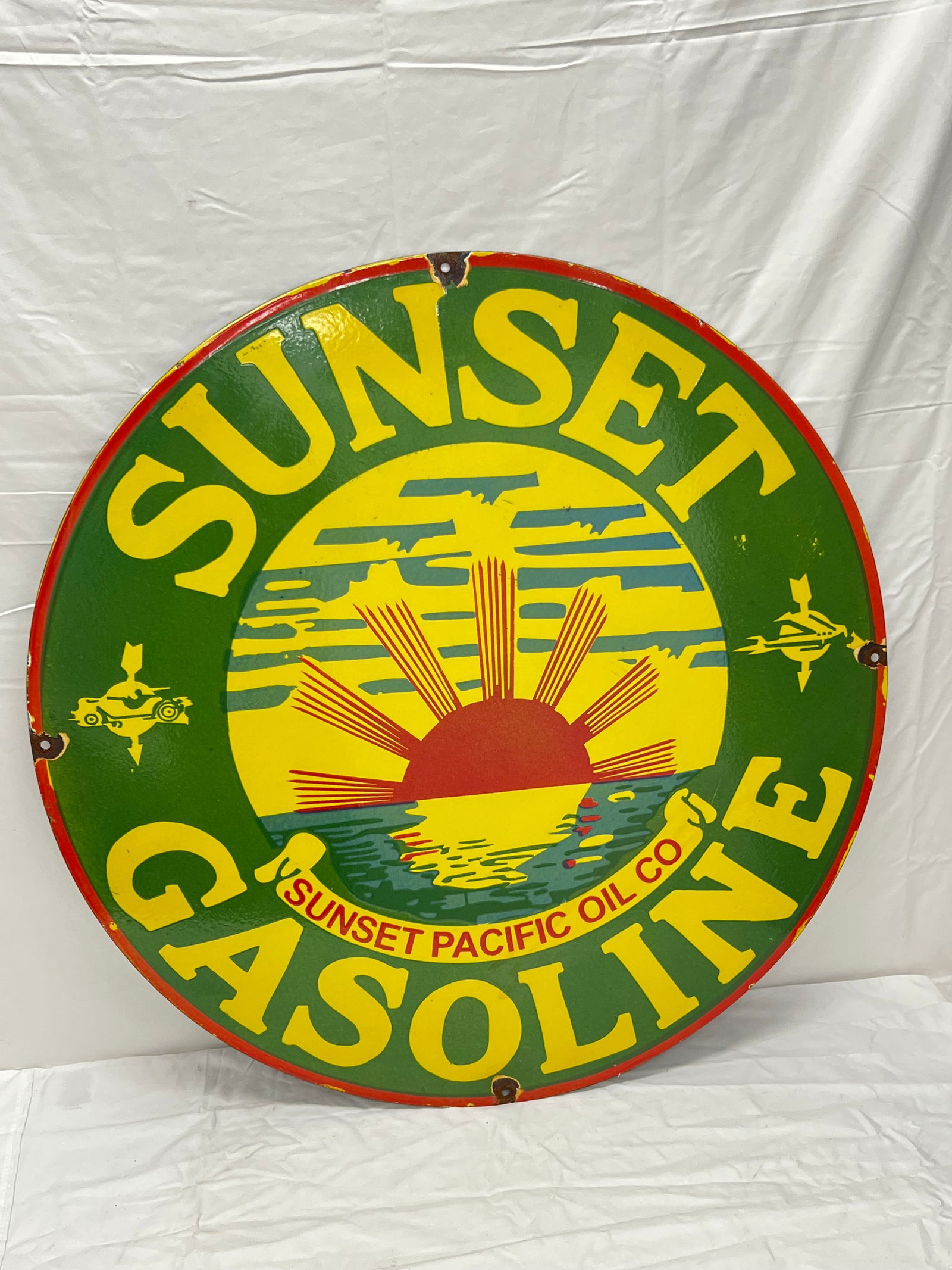 Sunset Pacific Oil & Gasoline Porcelain Sign 30'' (1 of 3)