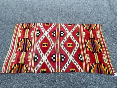 1880-1910 Navajo Transitional Rug/ Blanket - Antique Navajo Transitional Rug / Blanket in Bright