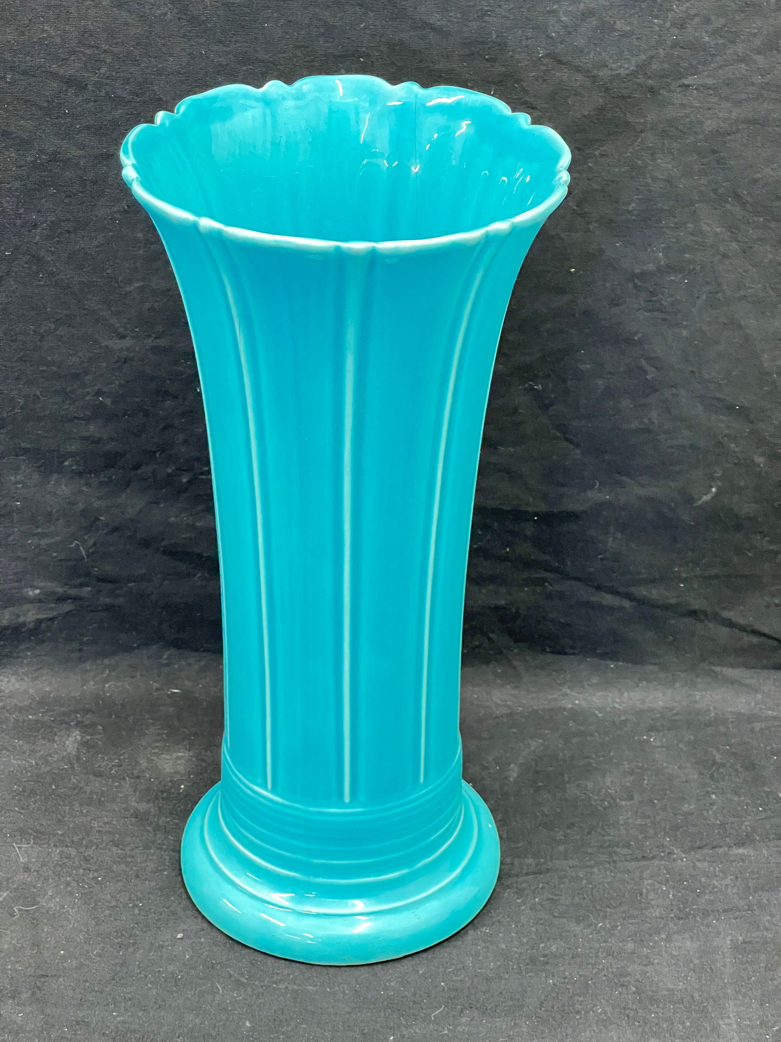 RARE Large Fiesta Ware Vtg Turquoise Vase 6 ''x 12'' (See Photos for Condition) (1 of 5)