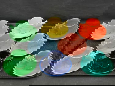 (8)Vintage Fiesta Ware Demitasse Cup & Saucers - Homer Laughlin Fiesta Ware , Various Colors - Some
