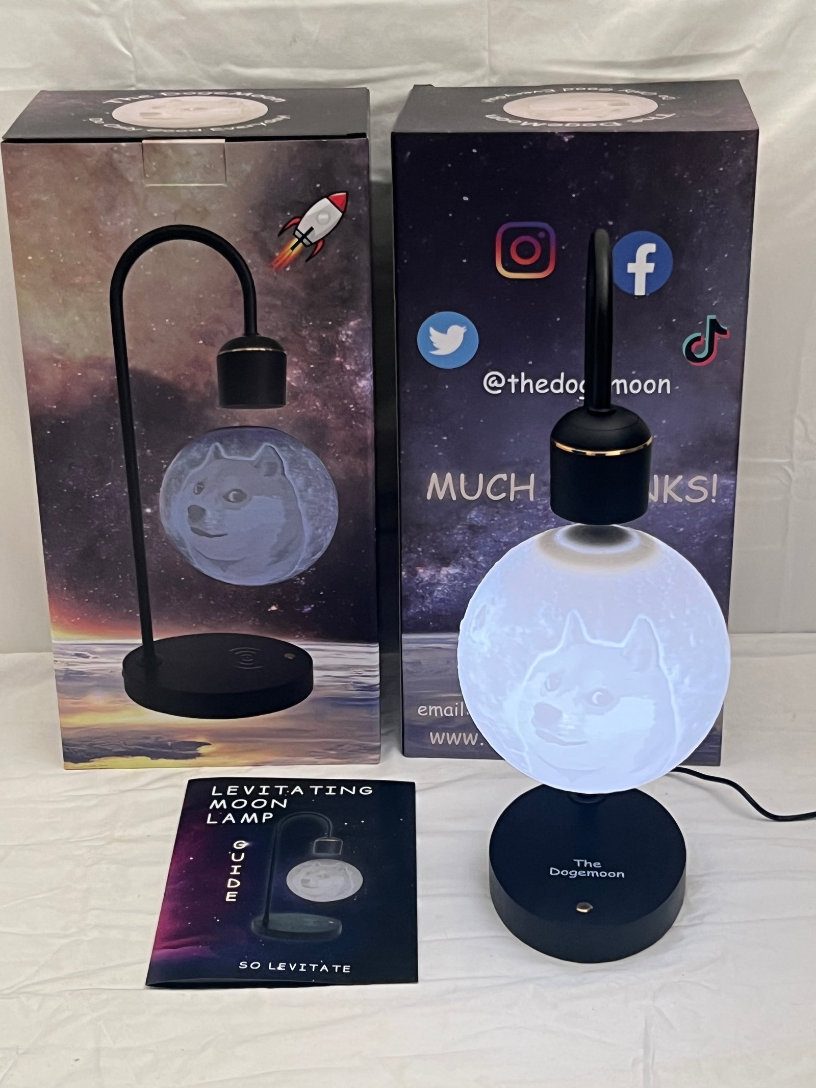 (2)Levitating Dog Moon Lamps NOS in Box - Touch Switch: (2)Levitating Dog Moon Lamps NOS in Box - Touch Switch