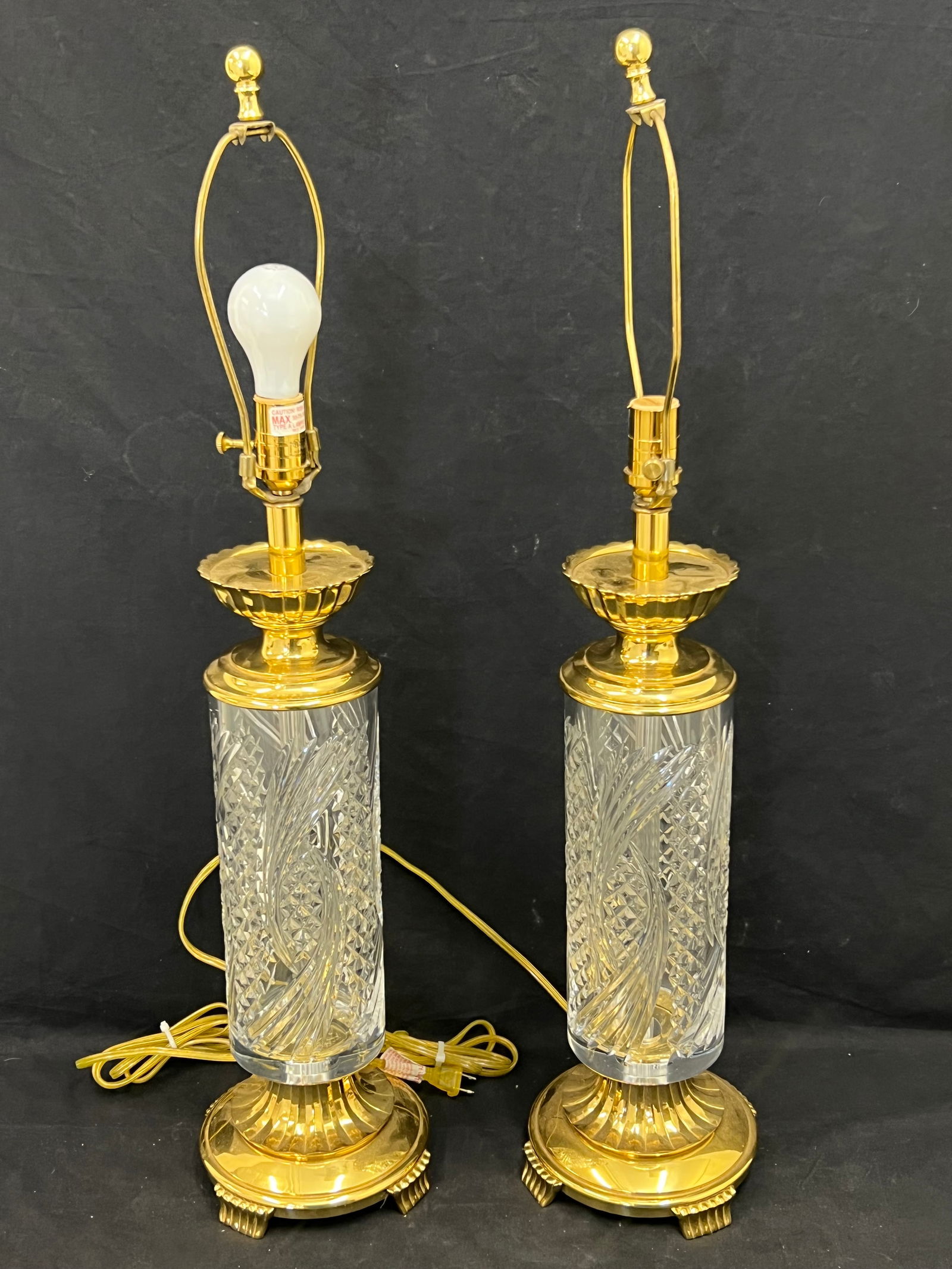 Pr Waterford Crystal Table Lamps 33''T Overall - Crystal 20''T (1 of 6)