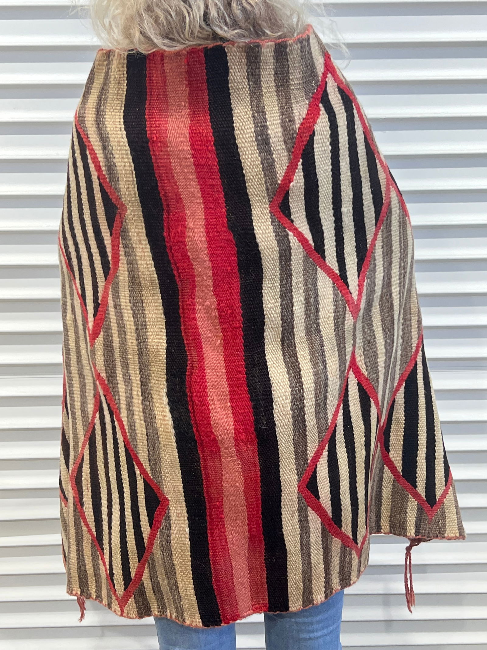 Antique Navajo Womans Wearing Blanket 34'' x 55'' -  C.1900-1925 Era w/ Side Cords & Tassles (1 of 5)