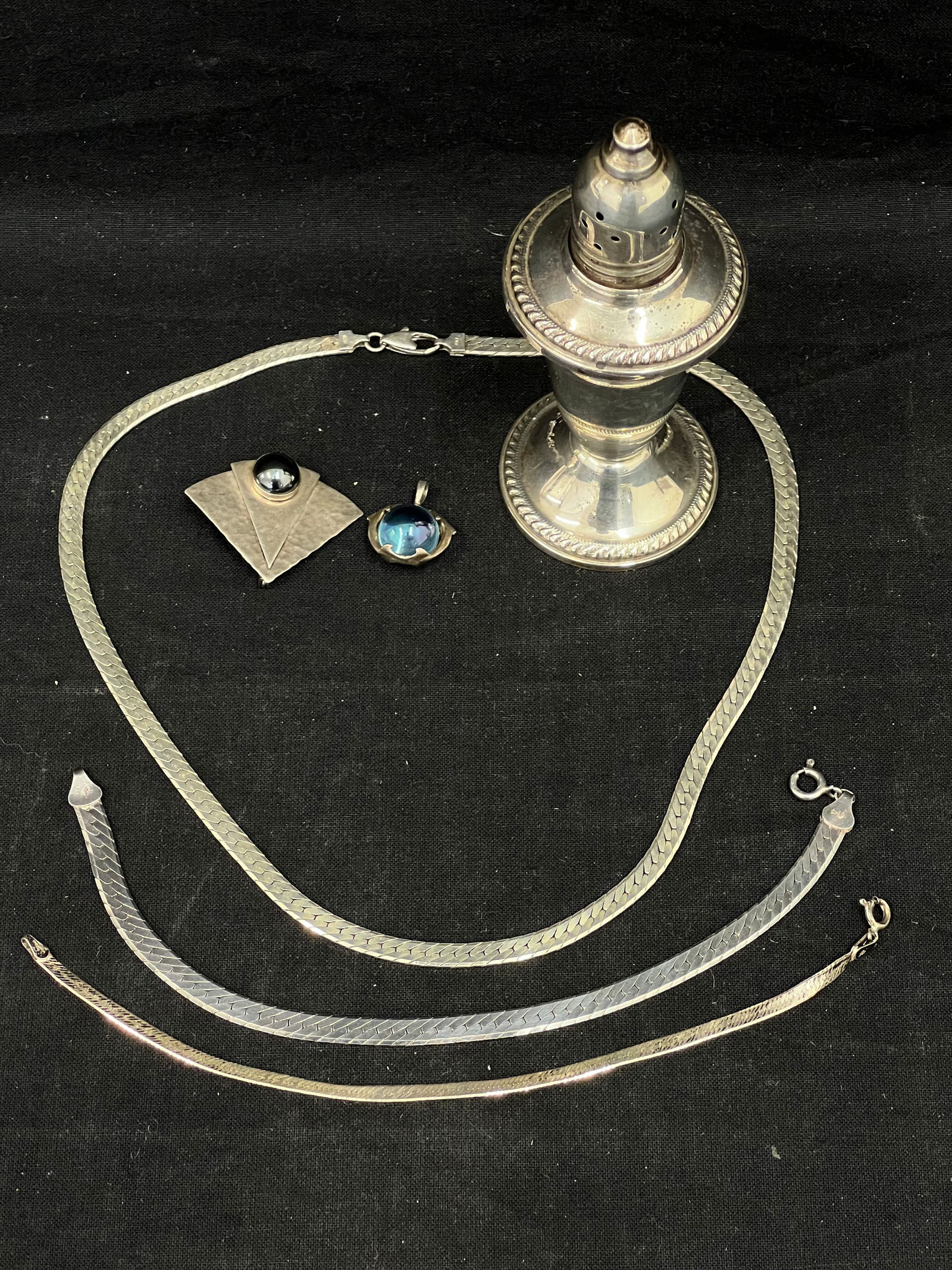 Italy Sterling Silver Necklace Bracelet w/ Pin + More - Dolphin Marble Sterling Pendant, Weighted (1 of 6)