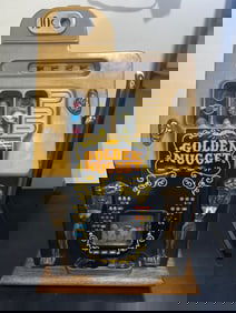 Vtg Mills Golden Nugget 10c Naked Lady Slot Machine - 10c Casino Slot Machine w/ Key - Pull Handle +