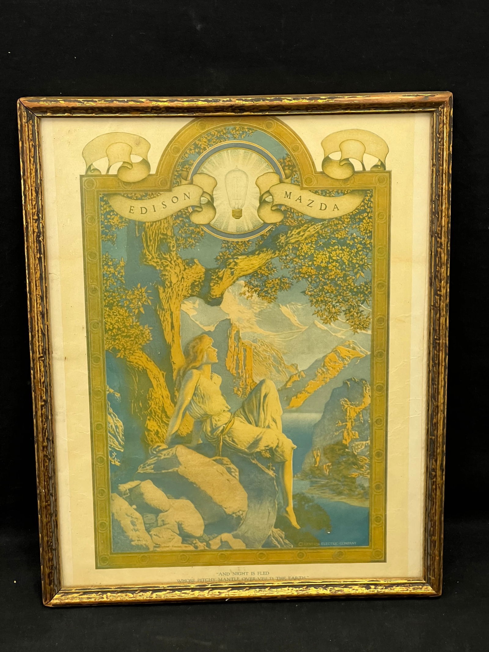 Maxfield Parrish ''Dawn'' Print General Electric - Edison Mazda - Framed 11.25'' x 14.25'' (1 of 5)