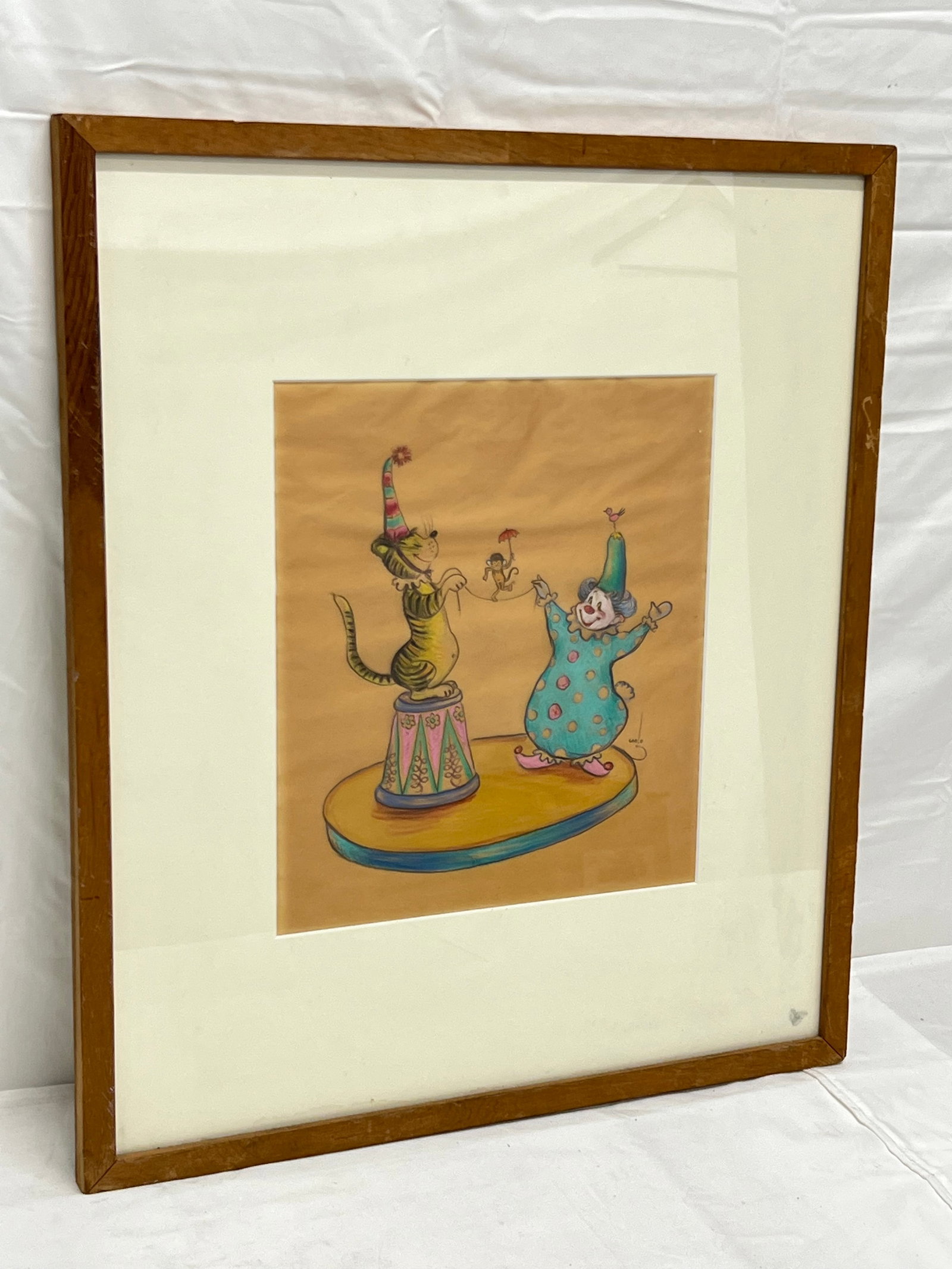 1961 Signed Wolo Trutzschler (1902-1989)Mixed Media - Signed and Dated, Artist / Author /: 1961 Signed Wolo Trutzschler (1902-1989)Mixed Media - Signed and Dated, Artist / Author / Caricaturist / Puppeteer - Framed 20'' x 23.25'' , Sight 11'' x 12.5''