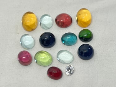 (14)Asst Gemstone, Aquamarine, Citrine,Tanzanite,More - Emerald, Amethyst, Citrine, Cubic Zirconia,
