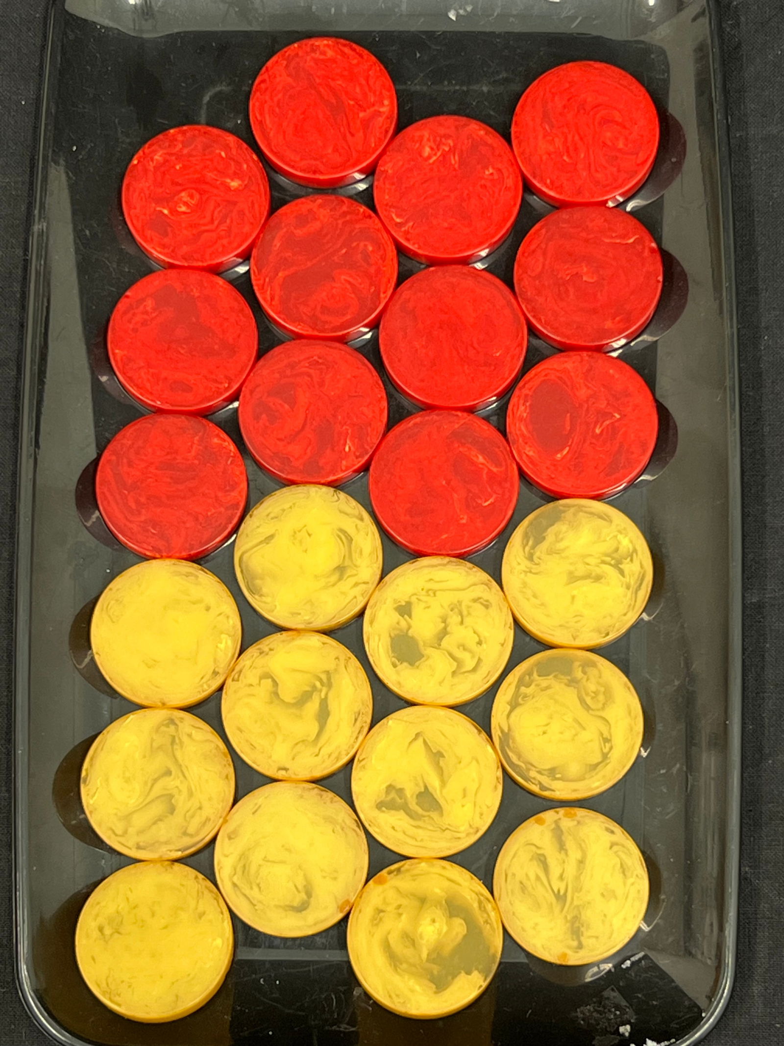 (24)Vtg Bakelite Catalin Marbled Game Pieces - Backgammon / Checkers - 12 of each color (1 of 4)