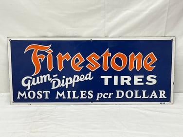 Firestone Tires Porcelian Sign 10'' x 24''