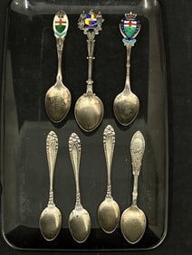 (7)Sterling Antique + Vintage Salt / Collector Spoons - Asst Makers + Patterns - 73g Total Wgt -