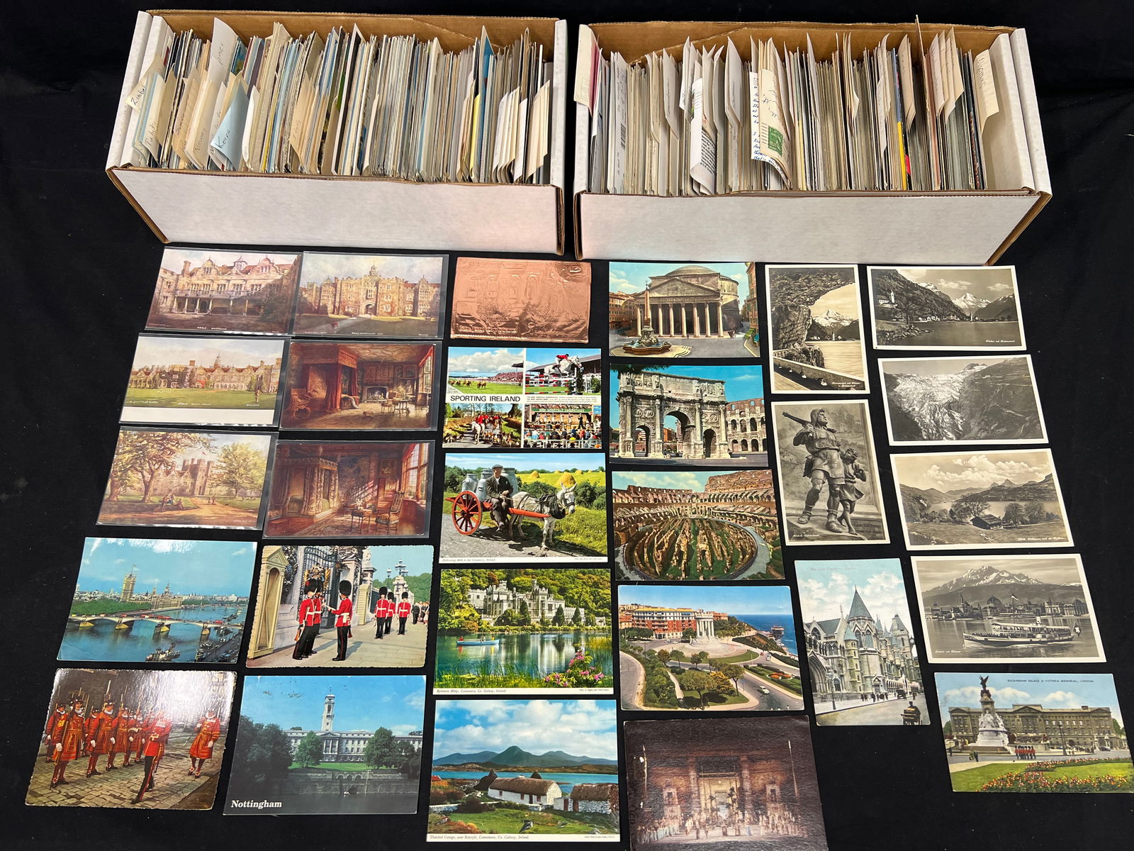 (2)Boxes Loaded 100s of Asst Vintage Postcards - Used Some w/ Stamps + Unused - World Postcards , (1 of 6)