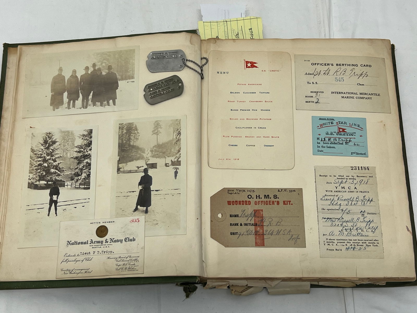 WWI 1914-1918 Military Scrap Book w/ Dog Tags - Great Scrap book from Soldier - WWI Silk Postcards (1 of 19)