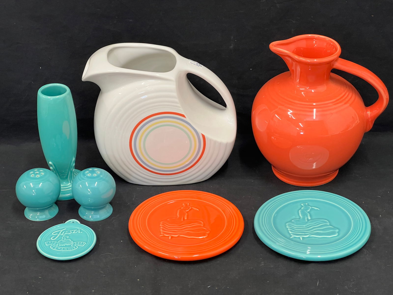 8pcs Asst Fiesta - Various Years & Colors - Limited Ed Stripe Water Disk Pitcher, Carafe, (2)Dancing (1 of 11)