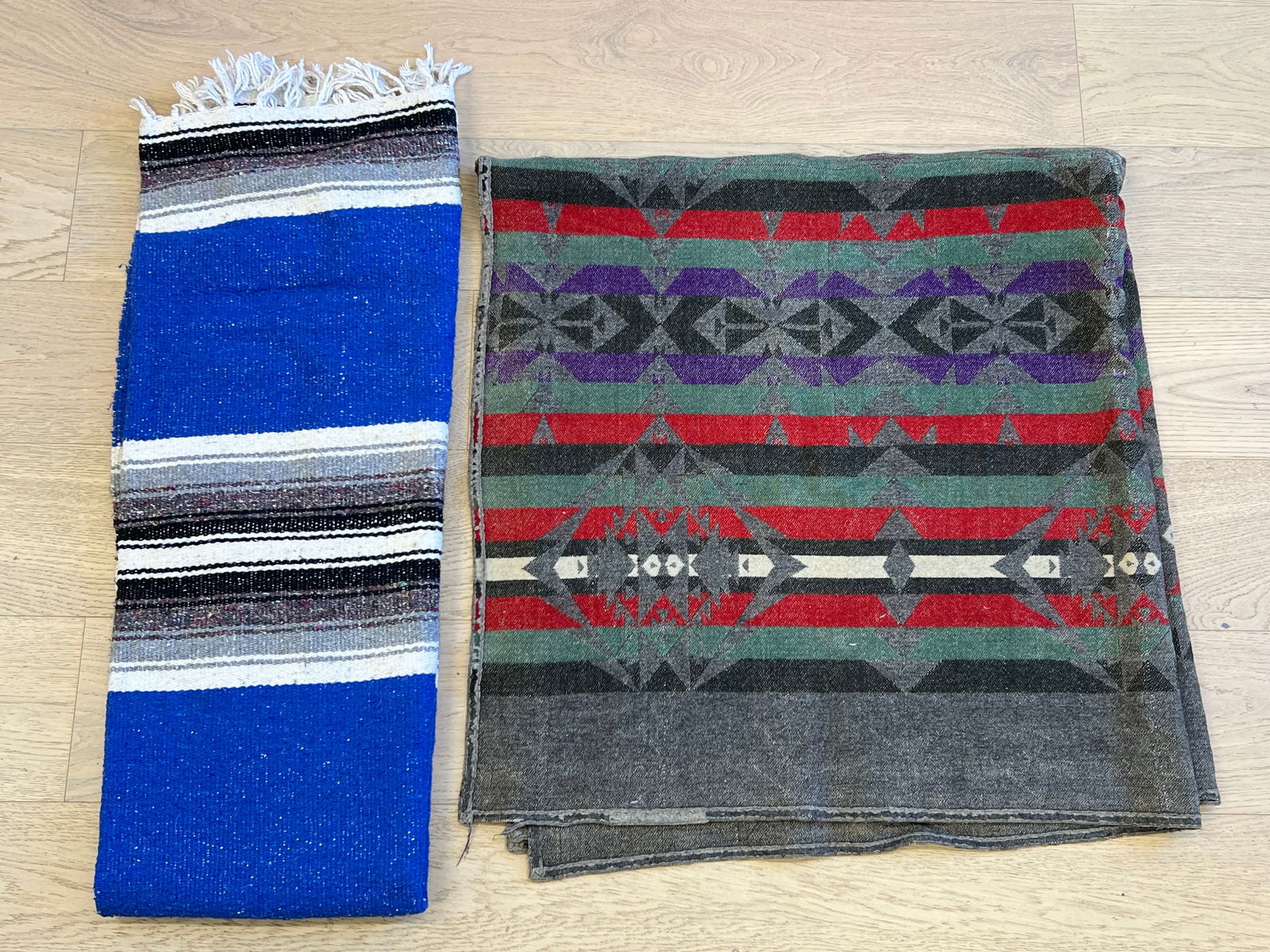 Vtg Pendleton Southwest Blanket + Mexican Blanket - Pendleton 56'' x 60'' , Mexican 50'' x 72'' (1 of 8)