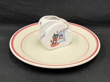 Fiesta Exclusive Goodluck Cat Pitcher + HL Plate - Fiesta China Specialties Limited Ed. Exclusive of