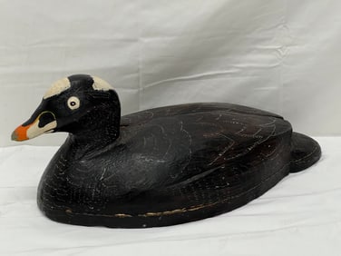 Carved Surf Scoter Duck Decoy 17.5'' x 8'' x 7.25'' - Handpainted Carved Wooden Decoy
