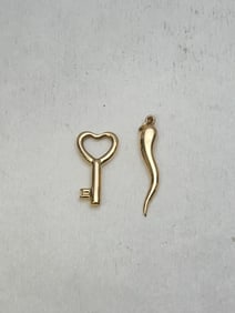 (2)14K Yellow Gold Pendants, TW 1.20g