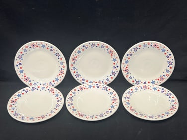 (6)Fiesta ware Pottery American Stars Lunch Plates 9''