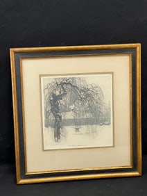 Luigi Kasimir Signed Vienna Etching - Pencil Signed, Titled ''Vienna, Hietzing'' Framed 17.5'' x