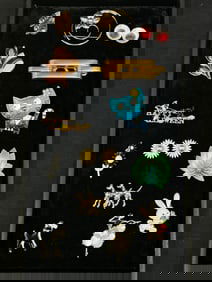 Asst Vtg Jewelry-Renior, Krementz,Enamel + More - Daisy Print Earrings, Dog Brooches / Pins, Taylord